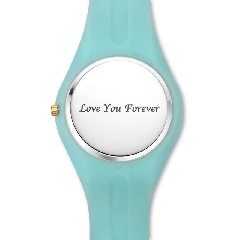 Unisex Silicone Engraved Watch Unisex Engraved Watch  41mm Pink and Blue Strap - Golden 1