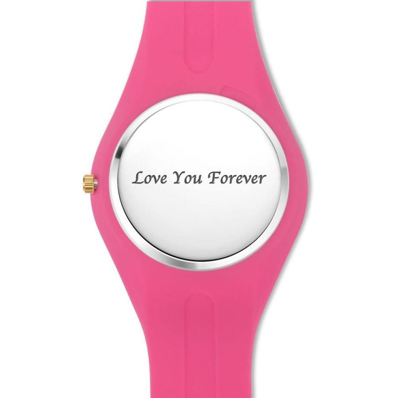 Unisex Silicone Engraved Watch Unisex Engraved Watch 41mm Pink Strap - Golden 1