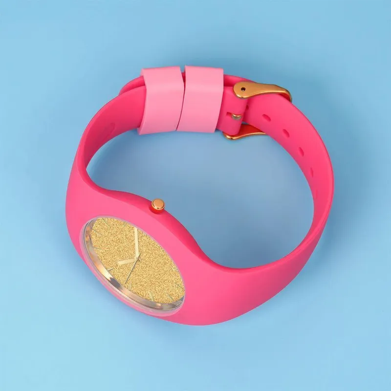 Unisex Silicone Engraved Watch Unisex Engraved Watch 41mm Pink Strap - Golden 2