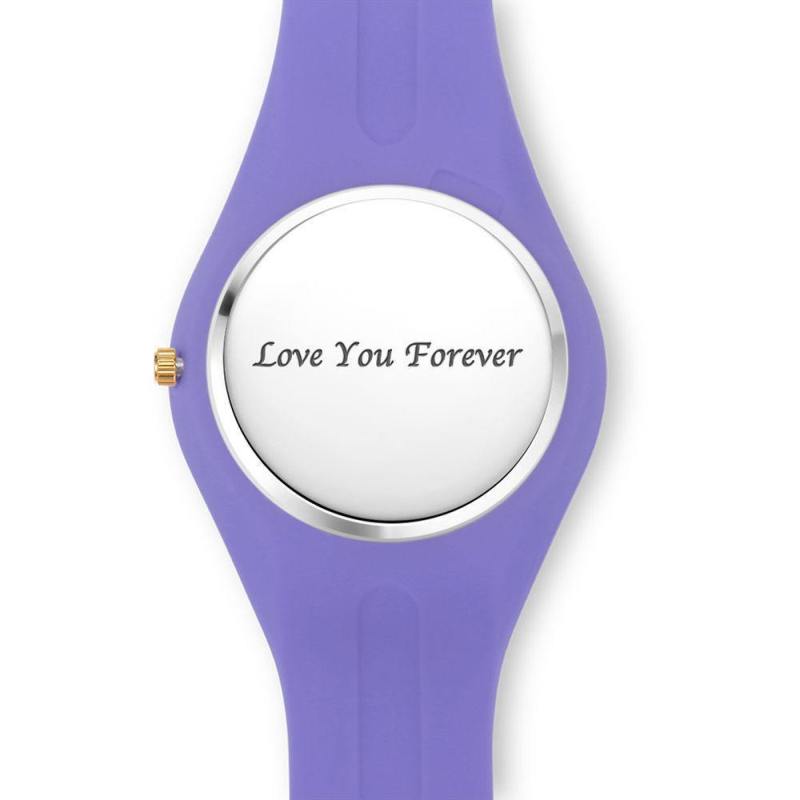 Unisex Silicone Engraved Watch Unisex Engraved Watch 41mm Purple Strap - Golden 1