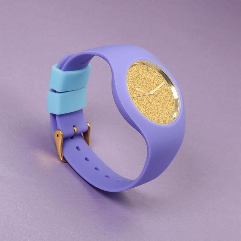 Unisex Silicone Engraved Watch Unisex Engraved Watch 41mm Purple Strap - Golden 3