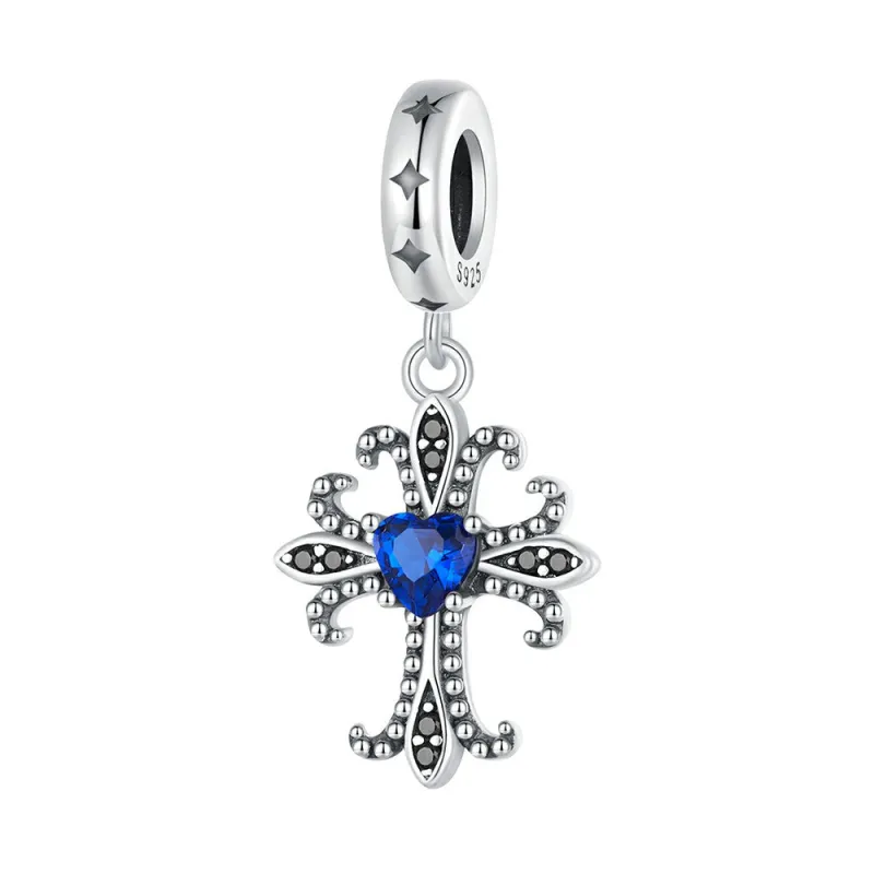 Vintage Cross Dangle Charm Silver