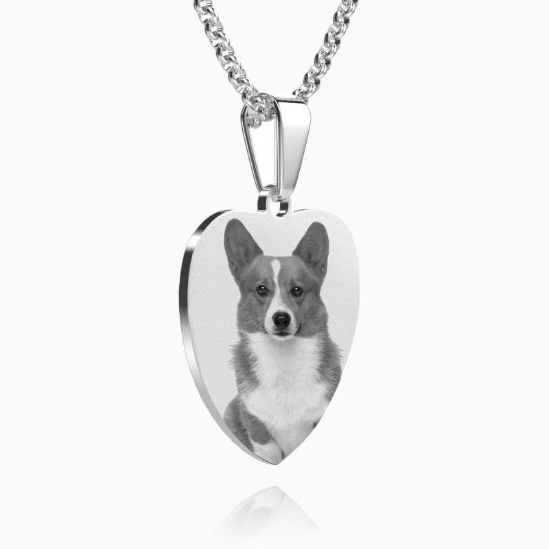 Women's Heart Photo Engraved Tag Necklace With Engraving Stainless Steel Gifts For Pet 1